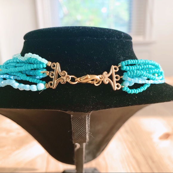 Blue Beaded Multi-strand Necklace - Picture 3 of 3